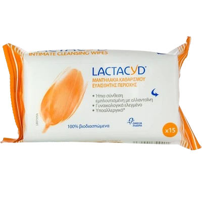 Lactacyd Intimate Wipes Υγρά Μαντηλάκια Καθαρισμού Ευαίσθητης Περιοχής 15τμχ
