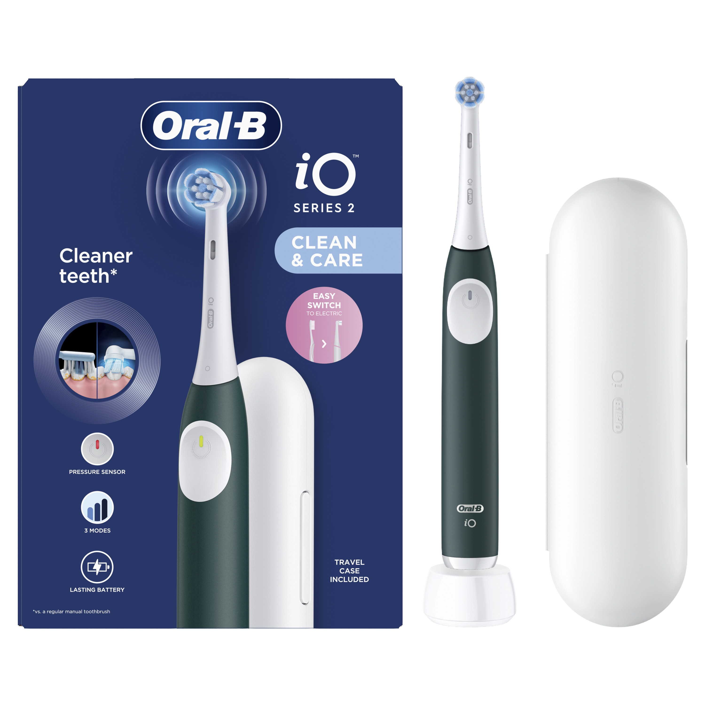 Oral-B iO2 Ηλεκτρική Οδοντόβουρτσα Green – Προηγμένος Καθαρισμός & Προστασία Ούλων