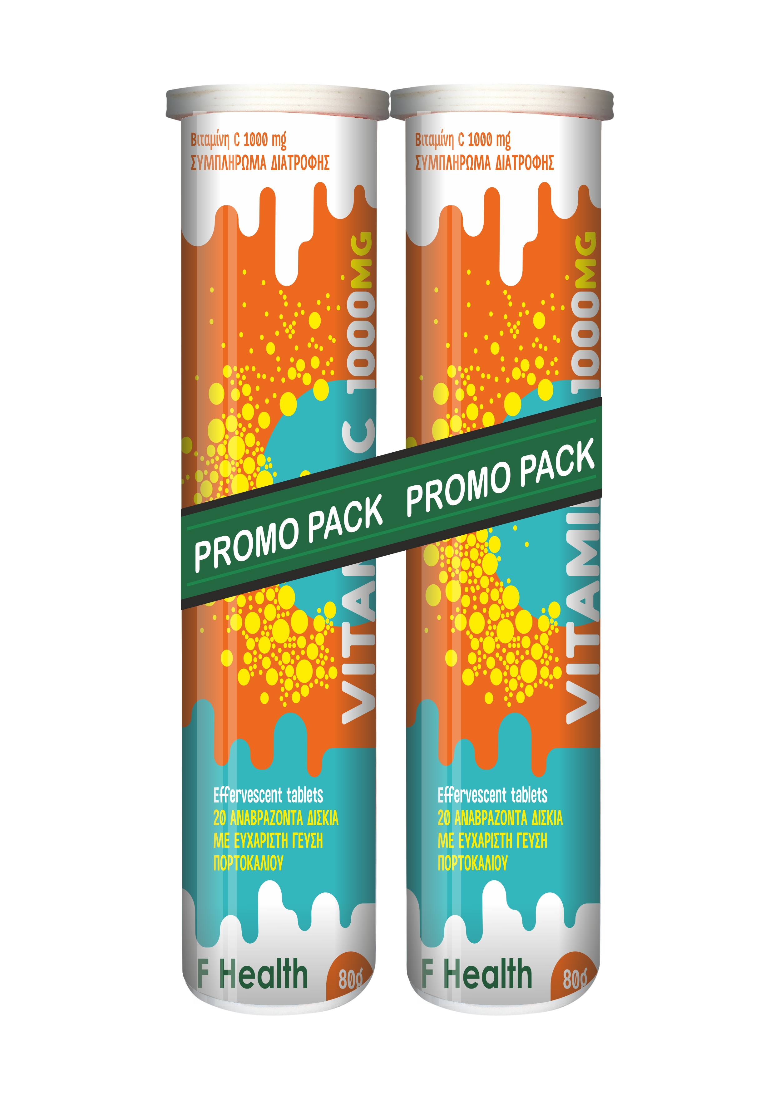 F Health Vitamin C 1000mg 20 Αναβράζοντα Δισκία – Βιταμίνη C για Άμυνα & Τόνωση Οργανισμού